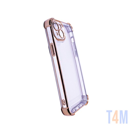 Hard Silicone Case with Camera Lens Q Series for Apple iPhone 14 Gold